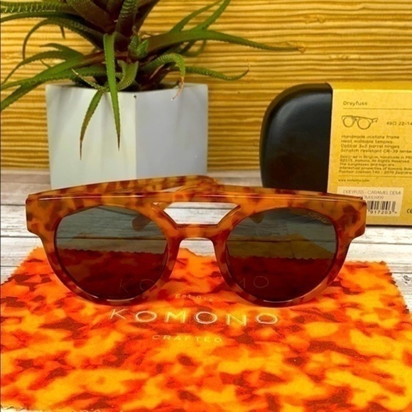 New KOMONO sunglasses Dreyfuss Caramel Demi brown orange tortoise - Picture 3 of 12